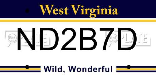 ND2B7D West Virginia License Plate
