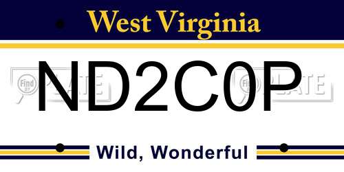 ND2C0P West Virginia License Plate