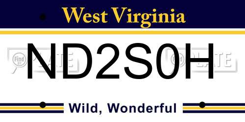 ND2S0H West Virginia License Plate
