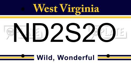 ND2S2O West Virginia License Plate
