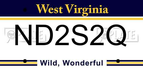 ND2S2Q West Virginia License Plate