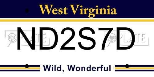 ND2S7D West Virginia License Plate