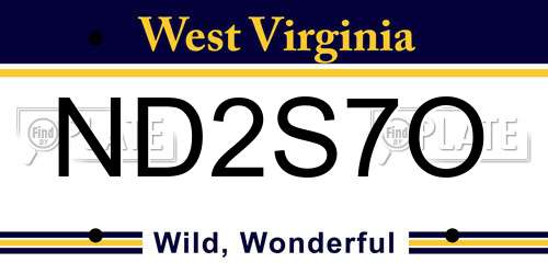 ND2S7O West Virginia License Plate