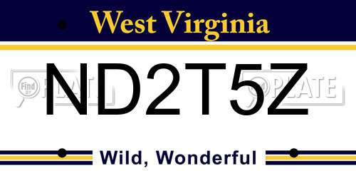 ND2T5Z West Virginia License Plate