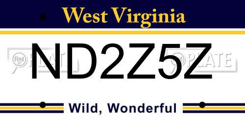 ND2Z5Z West Virginia License Plate