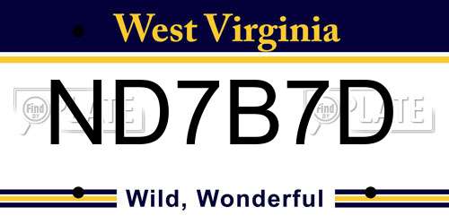 ND7B7D West Virginia License Plate