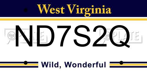 ND7S2Q West Virginia License Plate