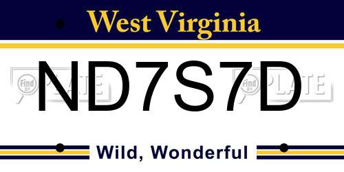 ND7S7D West Virginia License Plate