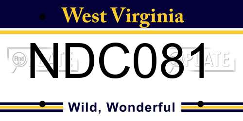 NDC081 West Virginia License Plate