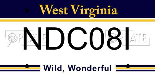 NDC08I West Virginia License Plate