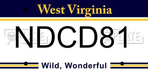 NDCD81 West Virginia License Plate