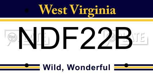 NDF22B West Virginia License Plate