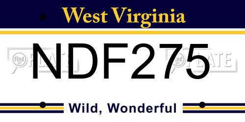 NDF275 West Virginia License Plate