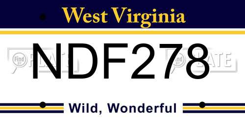 NDF278 West Virginia License Plate