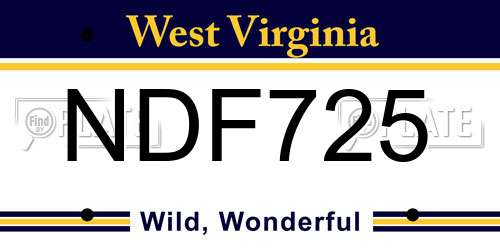 NDF725 West Virginia License Plate