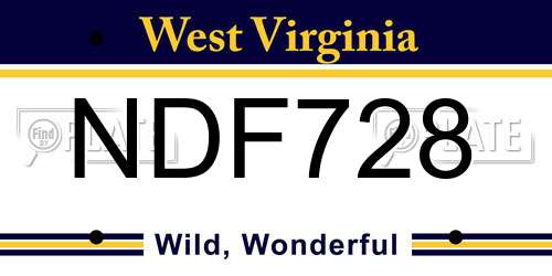 NDF728 West Virginia License Plate