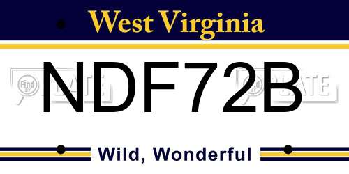 NDF72B West Virginia License Plate