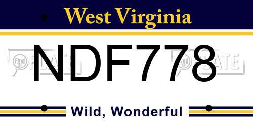 NDF778 West Virginia License Plate