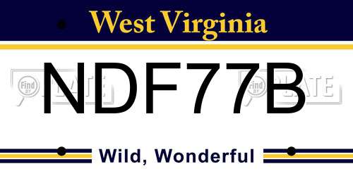 NDF77B West Virginia License Plate