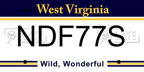 NDF77S West Virginia License Plate