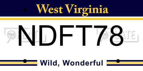 NDFT78 West Virginia License Plate
