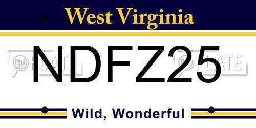 NDFZ25 West Virginia License Plate