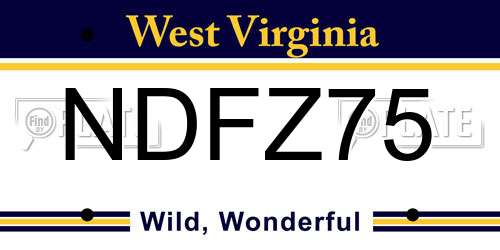 NDFZ75 West Virginia License Plate