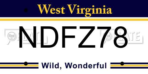 NDFZ78 West Virginia License Plate