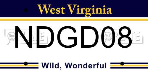 NDGD08 West Virginia License Plate