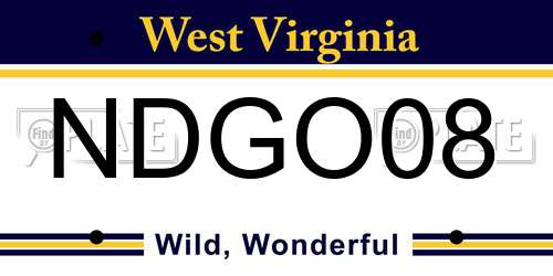 NDGO08 West Virginia License Plate