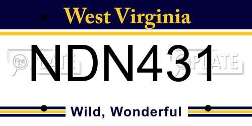 NDN431 West Virginia License Plate