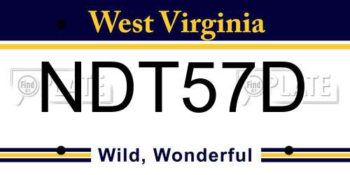 NDT57D West Virginia License Plate
