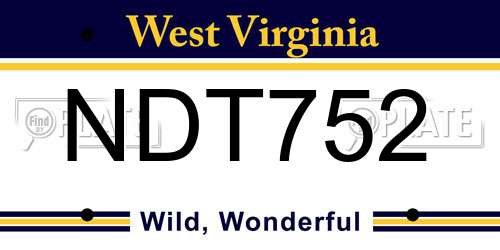 NDT752 West Virginia License Plate