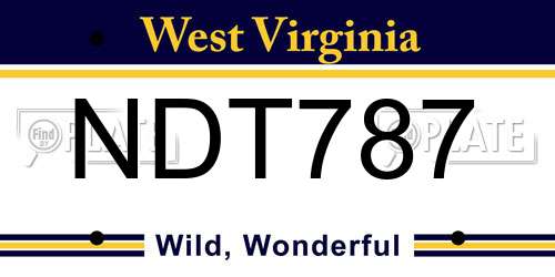 NDT787 West Virginia License Plate