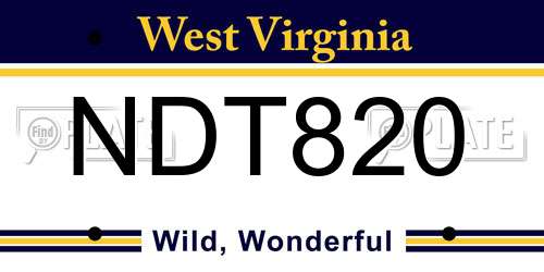 NDT820 West Virginia License Plate
