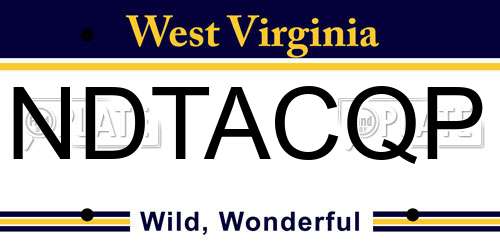 NDTACQP West Virginia License Plate