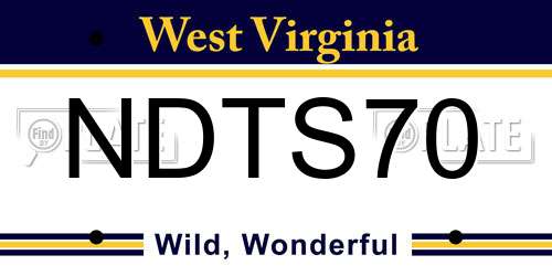 NDTS70 West Virginia License Plate