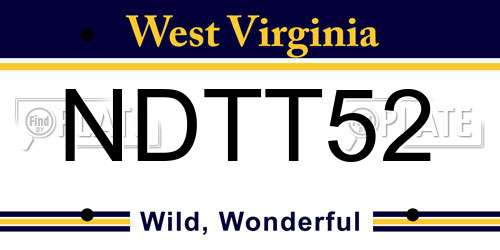 NDTT52 West Virginia License Plate