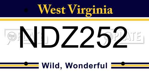 NDZ252 West Virginia License Plate