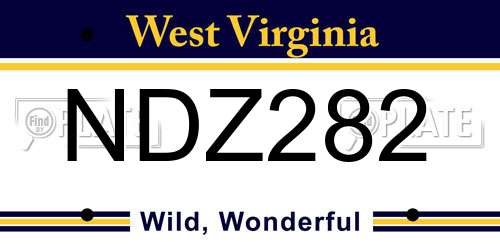 NDZ282 West Virginia License Plate