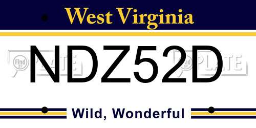 NDZ52D West Virginia License Plate