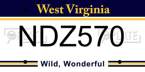 NDZ570 West Virginia License Plate