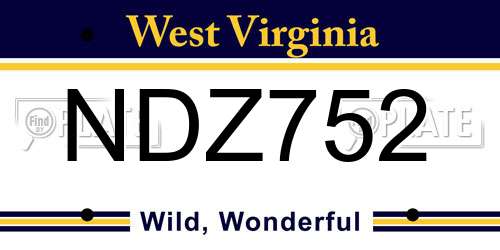 NDZ752 West Virginia License Plate