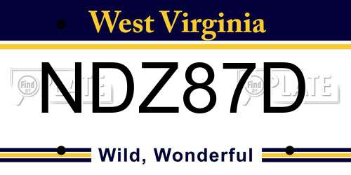 NDZ87D West Virginia License Plate