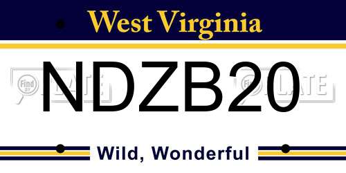 NDZB20 West Virginia License Plate