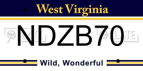 NDZB70 West Virginia License Plate