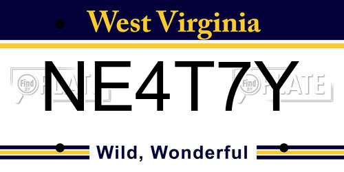 NE4T7Y West Virginia License Plate