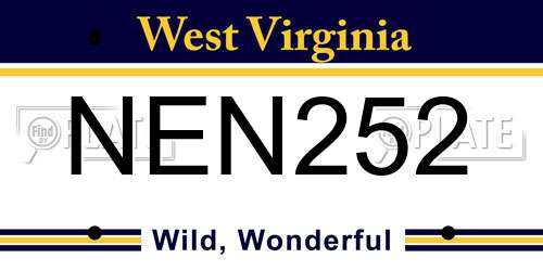 NEN252 West Virginia License Plate