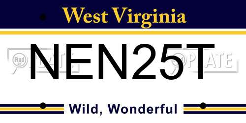 NEN25T West Virginia License Plate