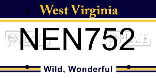 NEN752 West Virginia License Plate